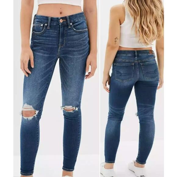 American Eagle Denim - AE Lu(x)e Ripped Super Hi-Rise Jegging High-Waisted Jegging Women's 16 Long Tall